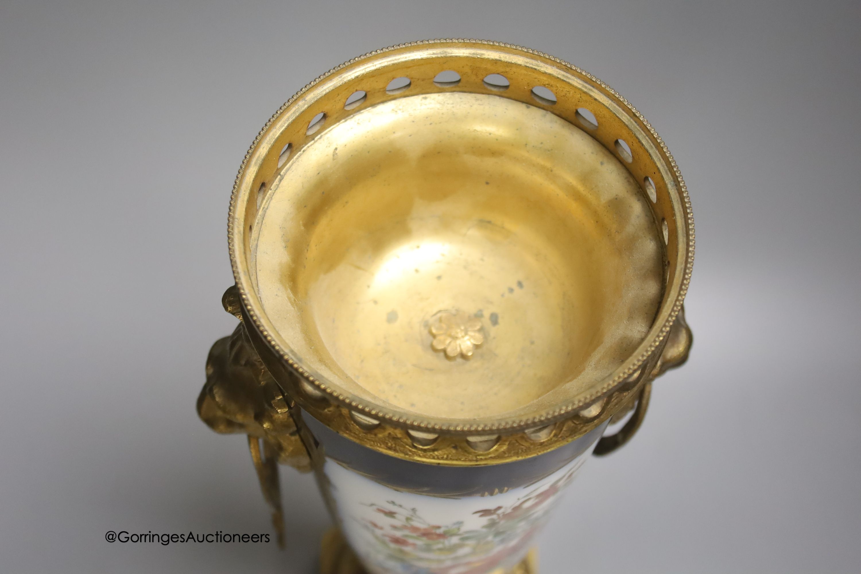 A 19th century Sevres style ormolu mounted porcelain jar and cover, 46cm